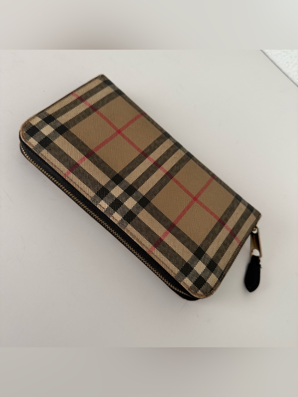 Burberry Nova Check Zip Around Wallet